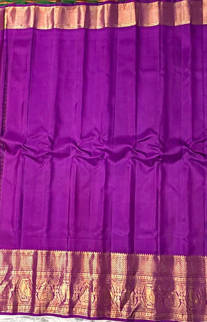 Gadwal Silk Sarees: Festive Mustard Yellow &amp; Lavender Handloom Classics - pochampallysarees.com