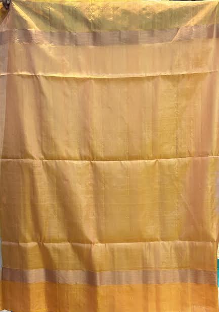 Traditional Off-White Silk Saree with Gold-Yellow Border &amp; Matching Blouse