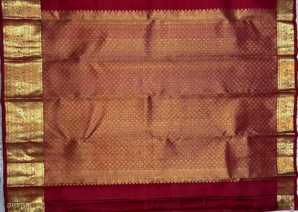 Pure Maroon Kanchipuram Pattu Saree | Authentic Kanchi Silk - pochampallysarees.com