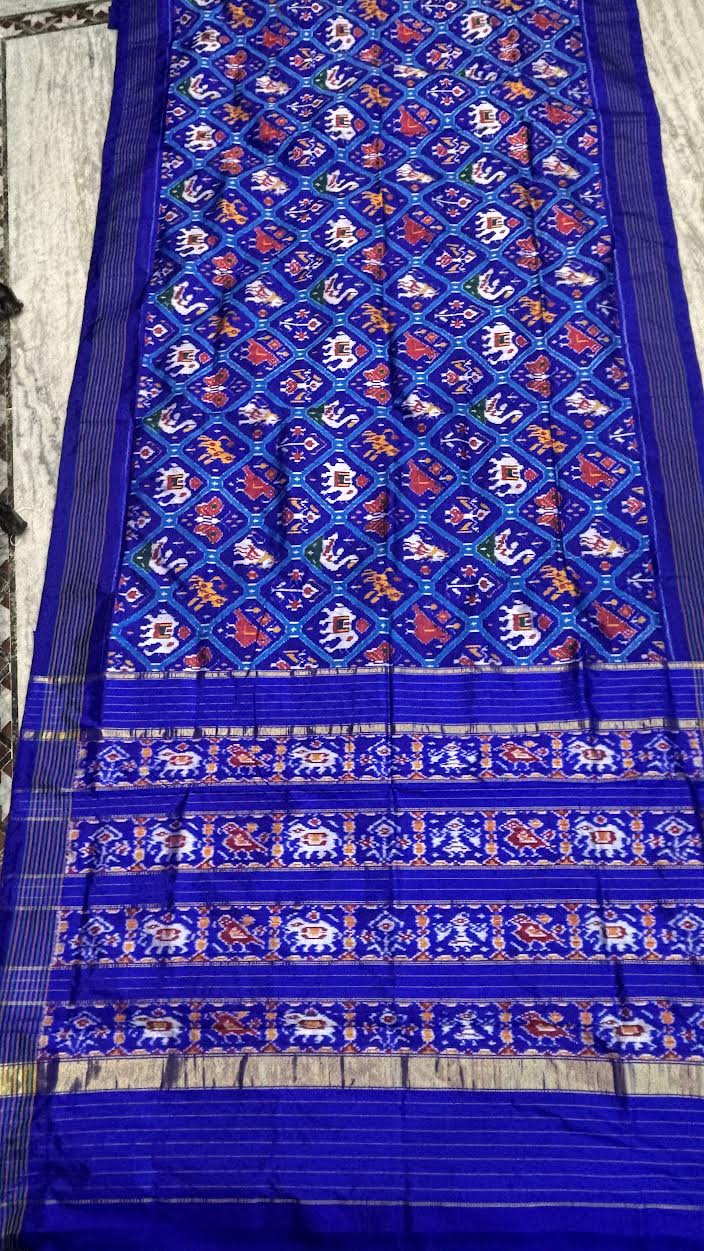 Royal Blue Pure Silk Patola Saree – Traditional Handwoven Ikkat Silk