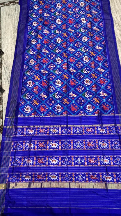 Royal Blue Pure Silk Patola Saree – Traditional Handwoven Ikkat Silk