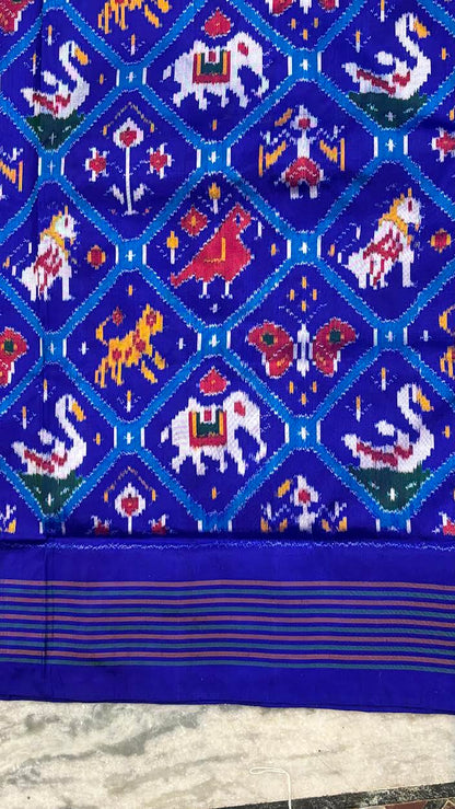 Royal Blue Pure Silk Patola Saree – Traditional Handwoven Ikkat Silk
