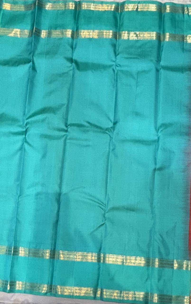 Kanchipuram Silk Saree with Traditional Checks &amp; Zari Border