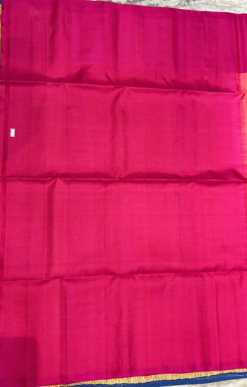 Coral Peach &amp; Rani Pink Kanchipuram Soft Silk Saree (Silk Mark Certified)