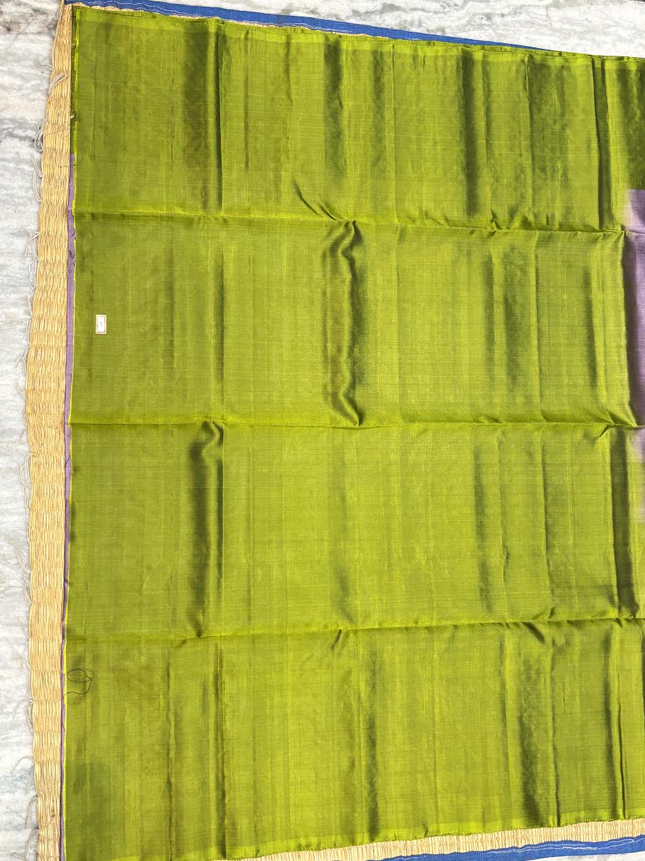 Pure Kanchi Pattu Soft Silk Saree in Lavender Mauve with Olive Green Zari Pallu (Silk Mark Certified)