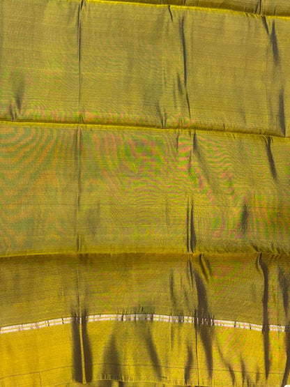 PURE SOFT SILK SAREE BOTTLE GREEN AND OLIVE GREEN WITH ALLOVER BUTTI DESIGN WEAVES IN BORDER AND PALLU TISSUE STYLE - pochampallysarees.com