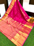 Exquisite Bright Pink Uppada Pattu Saree with Gold Zari Motifs - pochampallysarees.com