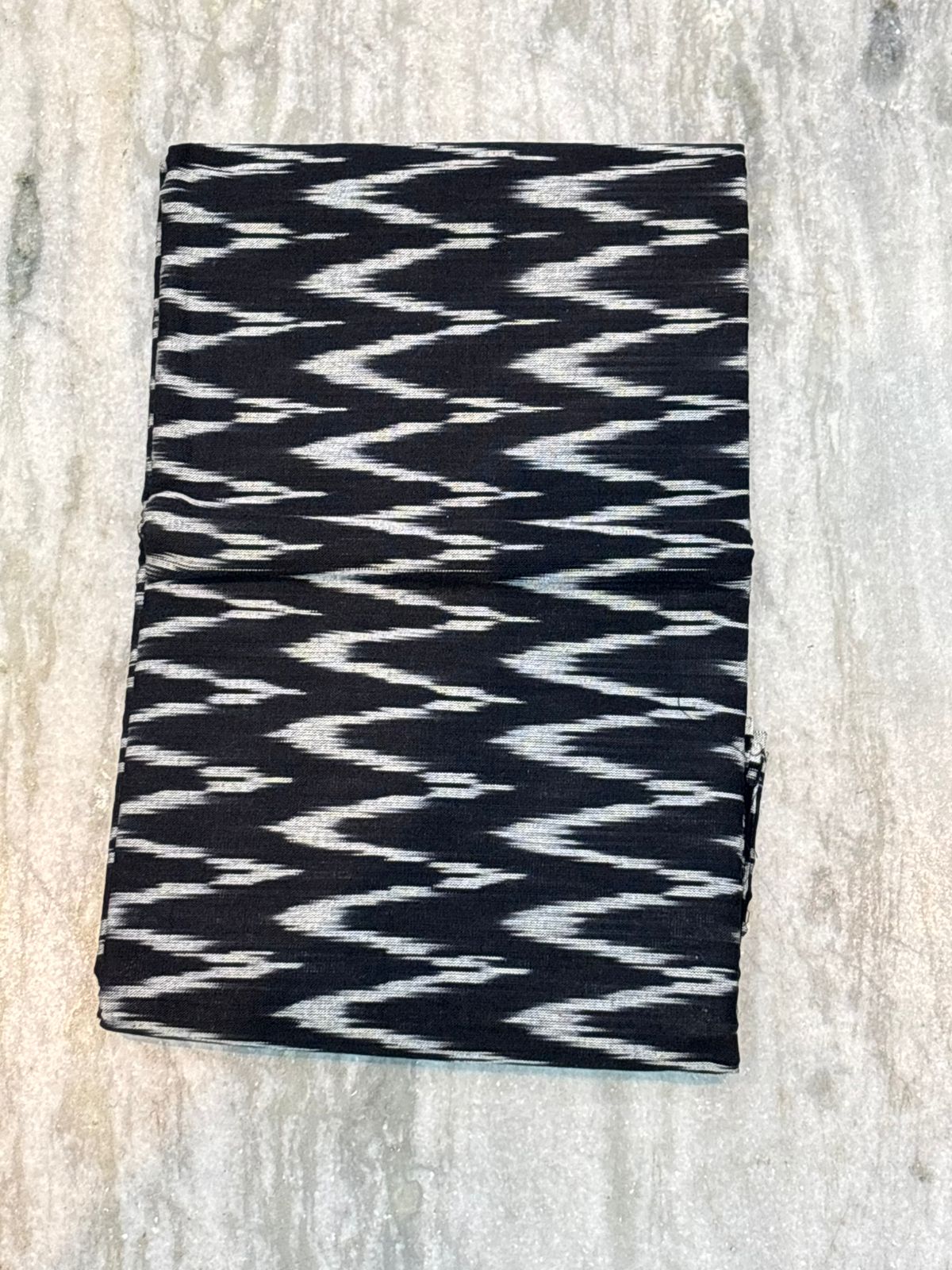 DOUBLE IKAT COTTON BLACK WITH YELLOW COLOR DRESS MATERIAL - C48