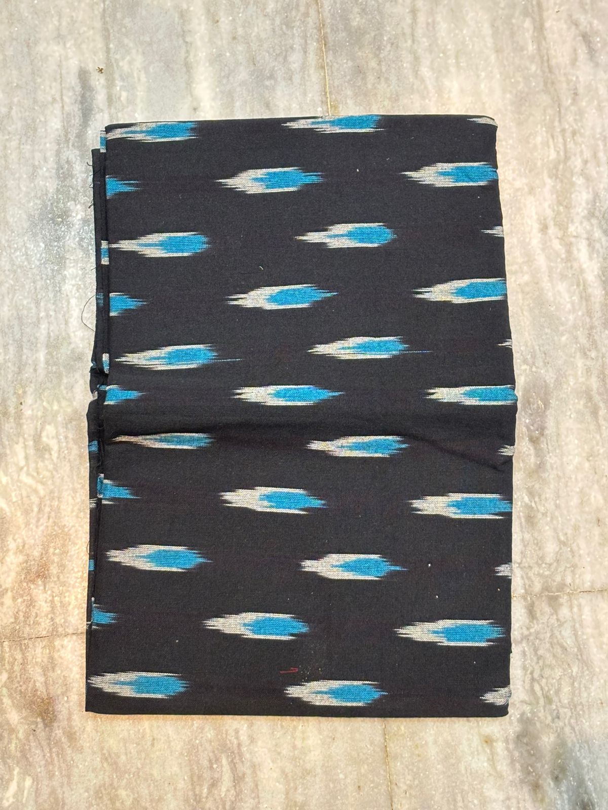 POCHAMPALLY DOUBLE IKKAT COTTON TOP BLACK PANT BLUE DUPATTA BLACK SUITE -C14