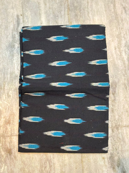 POCHAMPALLY DOUBLE IKKAT COTTON TOP BLACK PANT BLUE DUPATTA BLACK SUITE -C14