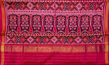 Pure Real Patola Silk Saree in Magenta with Traditional Elephant &amp; Floral Motifs
