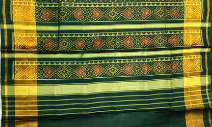 Authentic Pure Green Patola Silk Saree with Traditional Motifs &amp; Zari Border