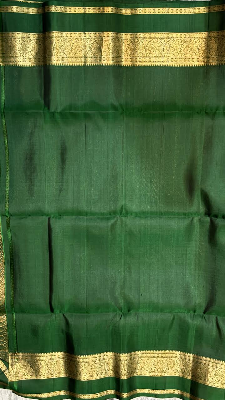 Mustard &amp; Green Pure Kanchipuram Pattu Saree With Price