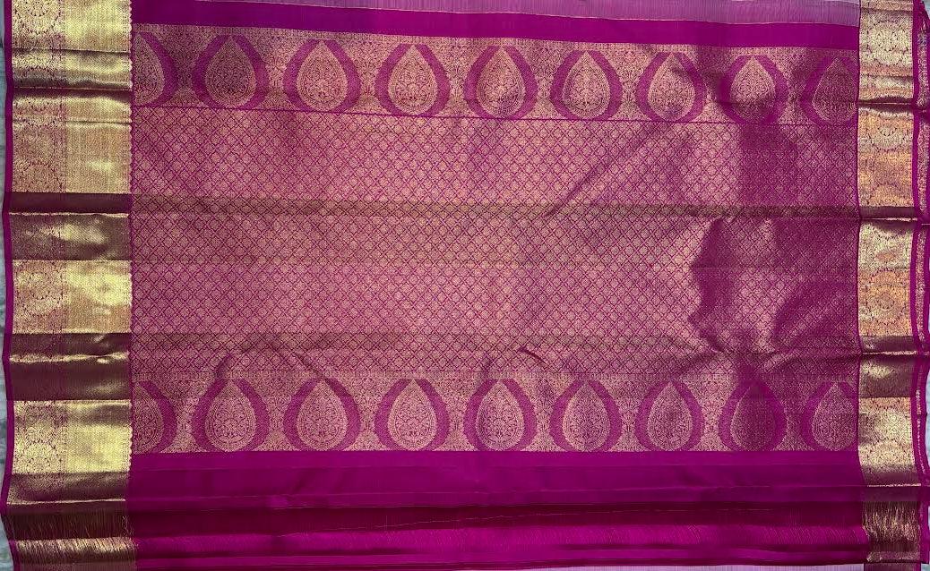 Elegant Pastel Lavender Kanchi Pattu Sarees | Pure Silk Wear - pochampallysarees.com