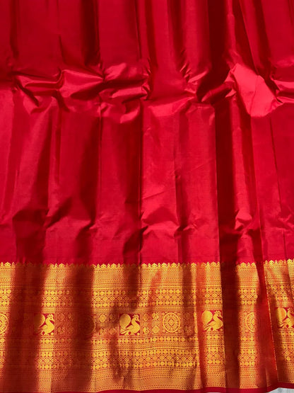 GADWAL PURE SILK HANDLOOM SAREE GREEN - pochampallysarees.com