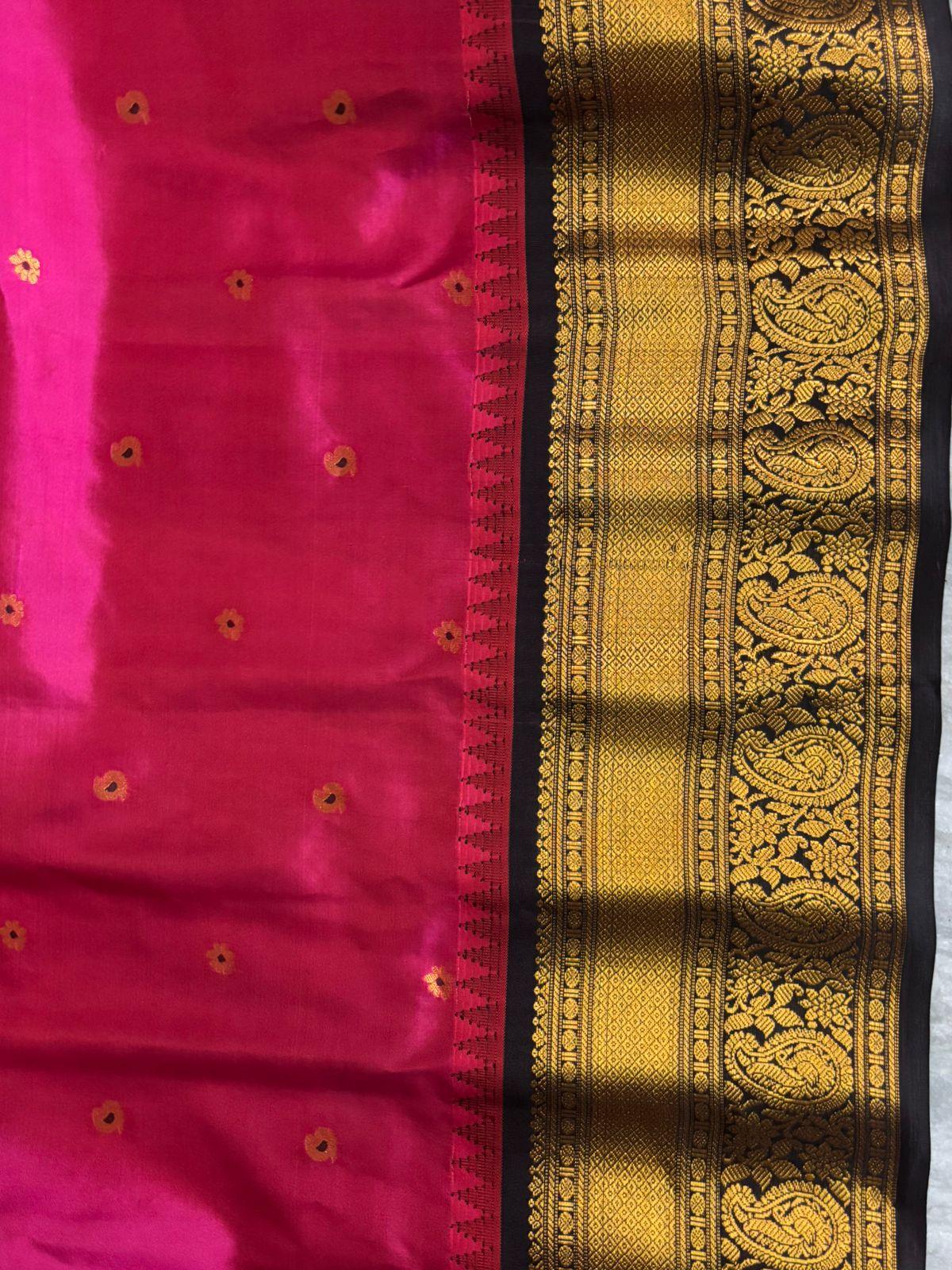 GADWAL PURE SILK HANDLOOM SAREE PINK - pochampallysarees.com