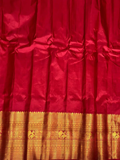 GADWAL PURE SILK HANDLOOM SAREE YELLOW - pochampallysarees.com