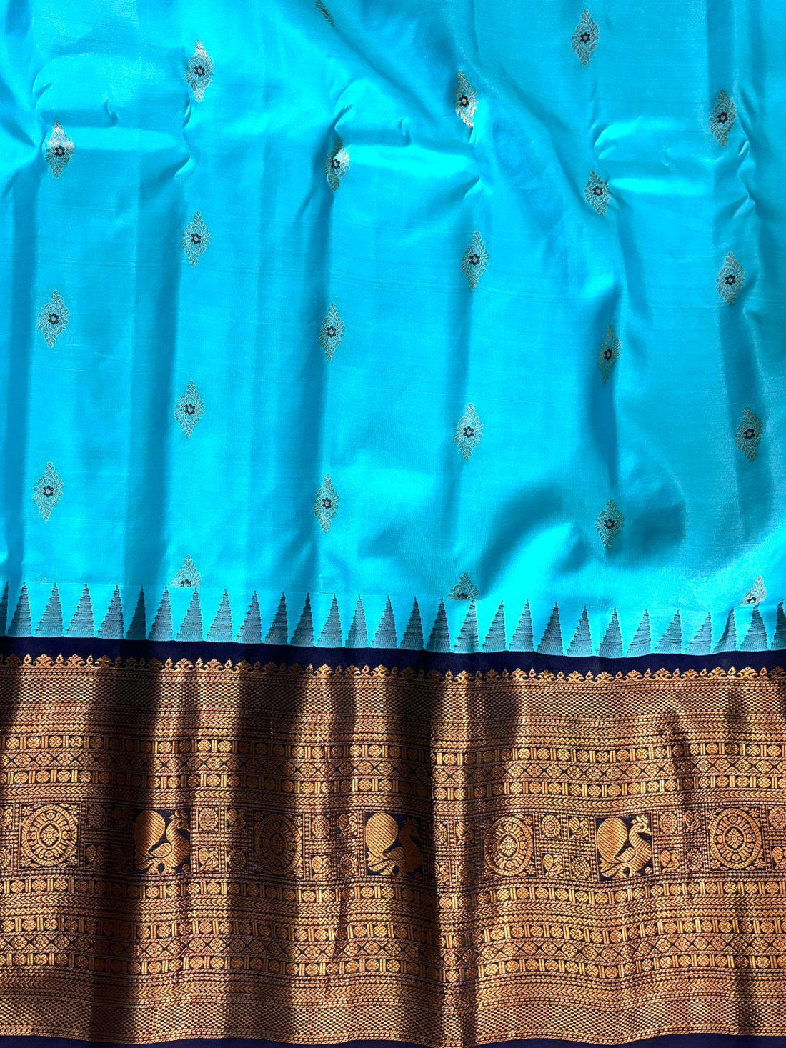 GADWAL SILK SARI Ananda Blue - pochampallysarees.com