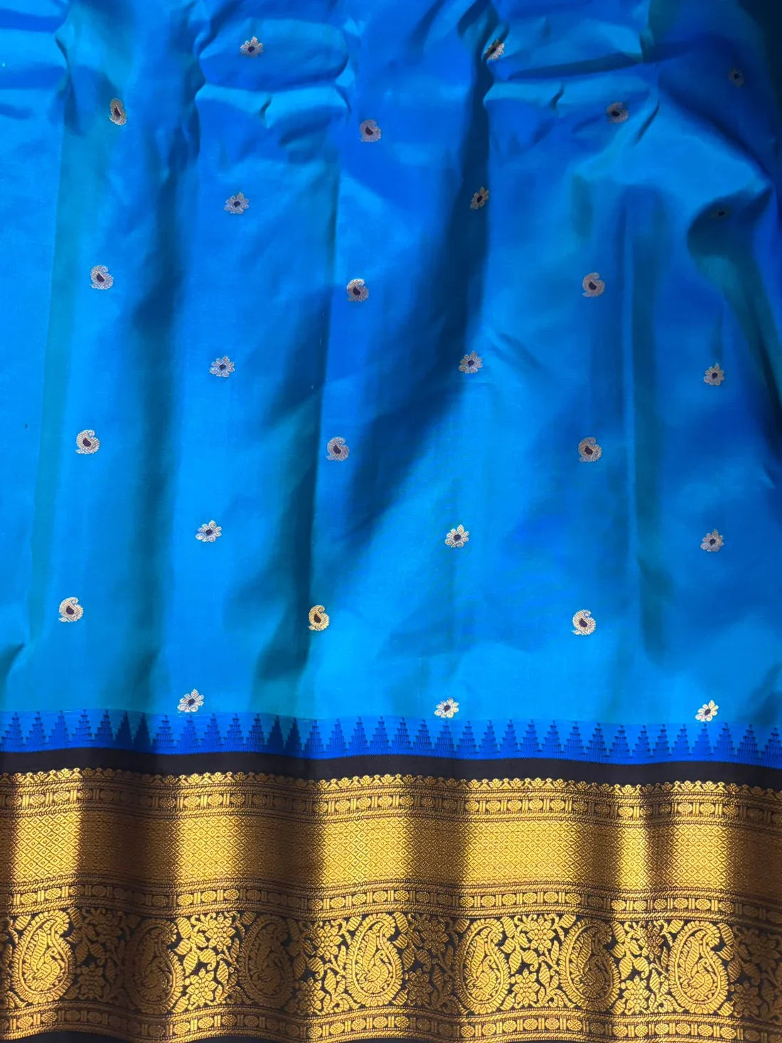 GADWAL SILK SARI Ananda Blue - pochampallysarees.com