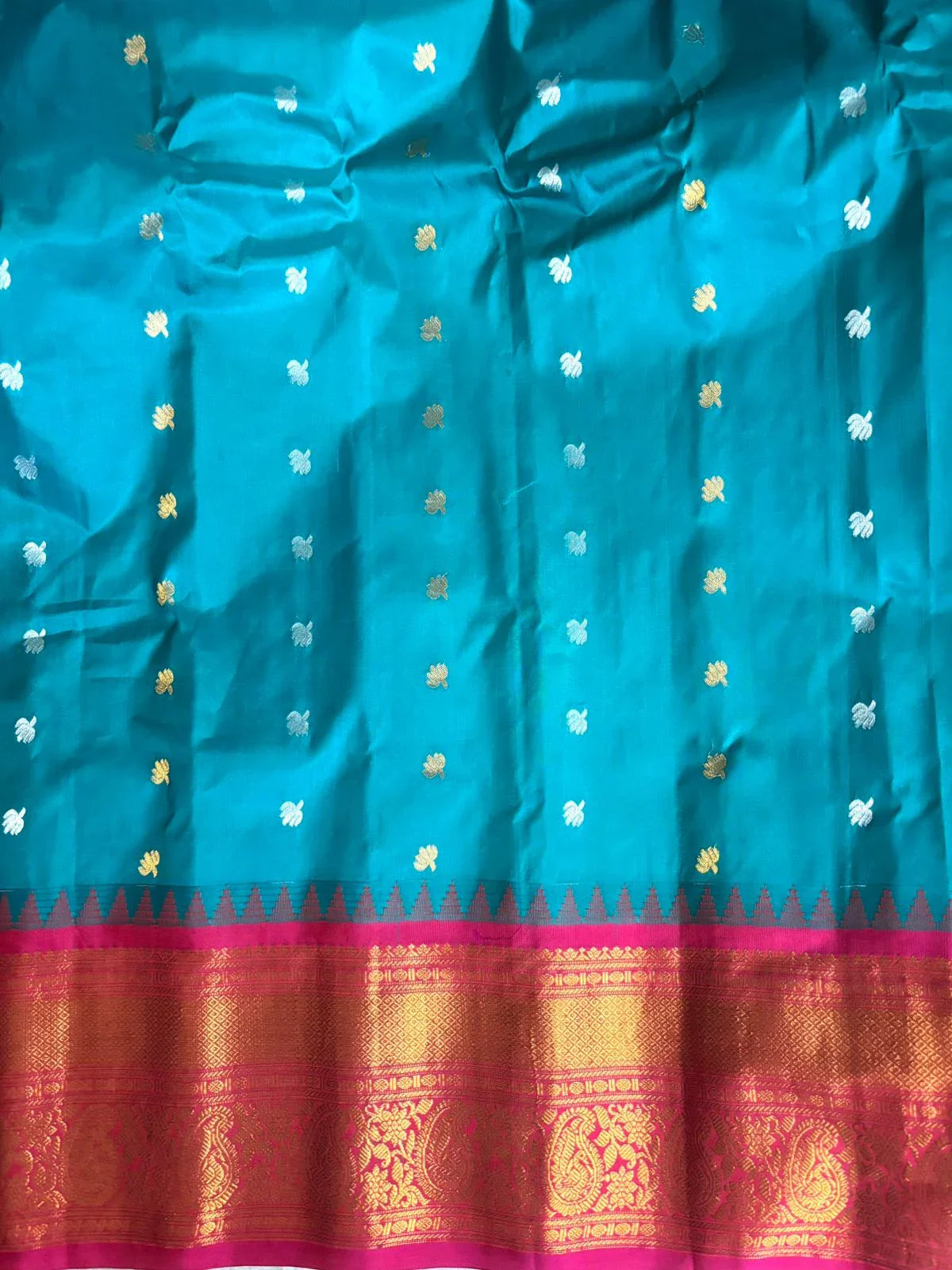 GADWAL SILK SARI Ananda Rama Green - pochampallysarees.com