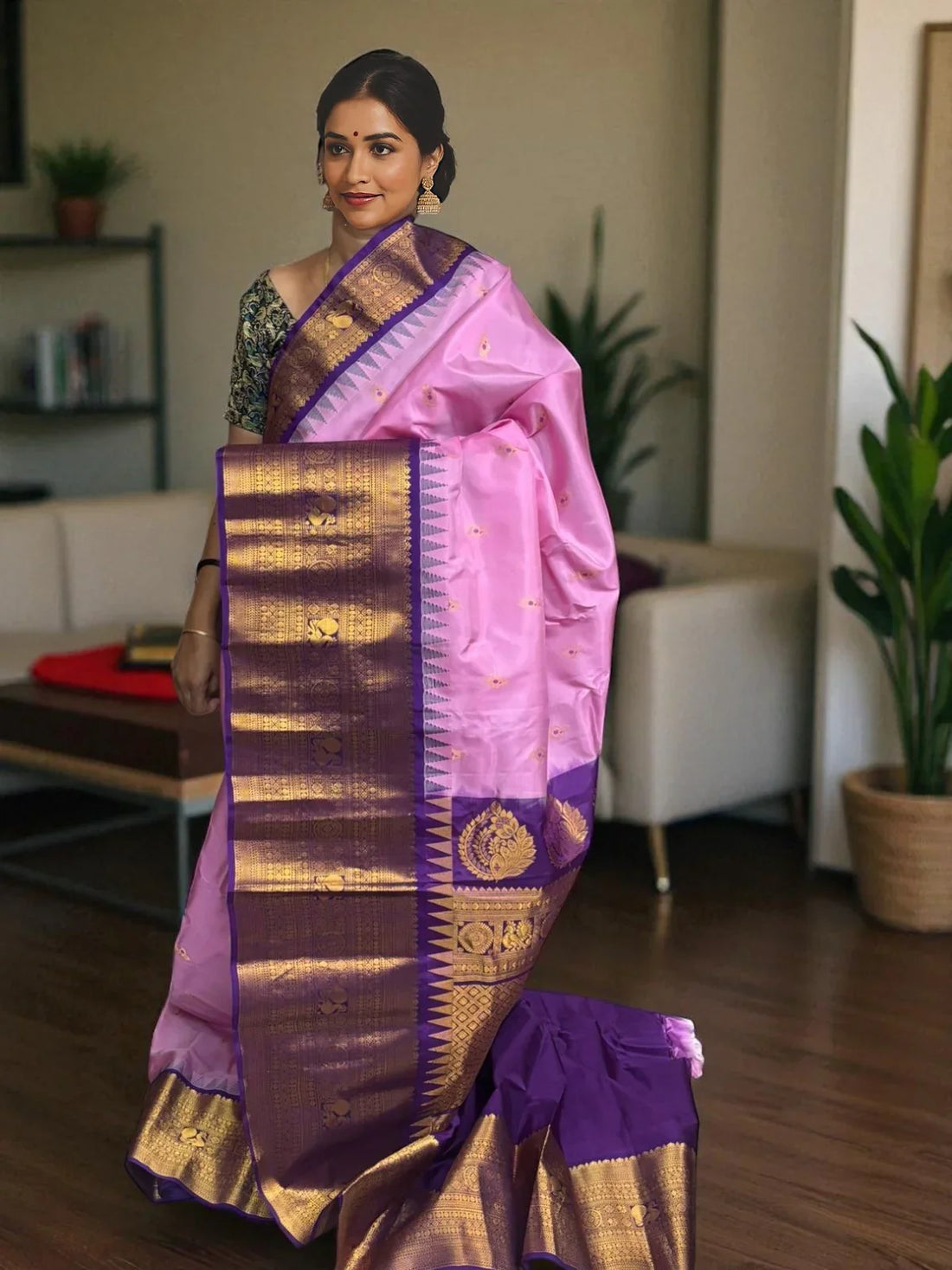GADWAL SILK SARI BABY PINK - pochampallysarees.com