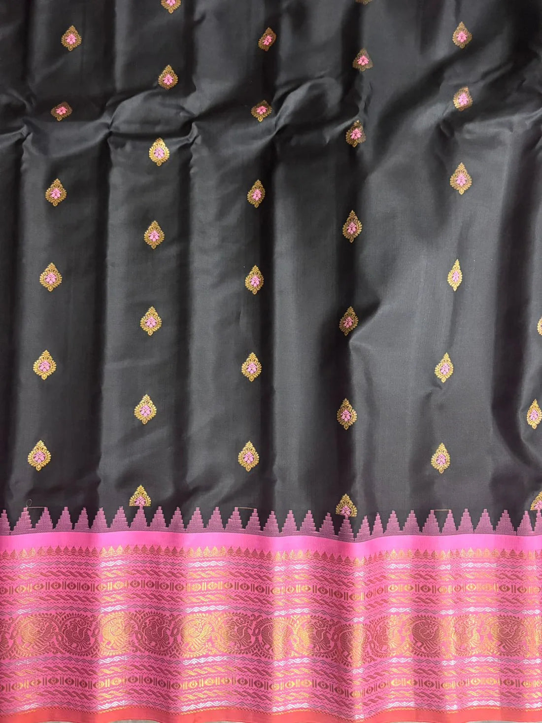 GADWAL SILK SARI BLACK - pochampallysarees.com