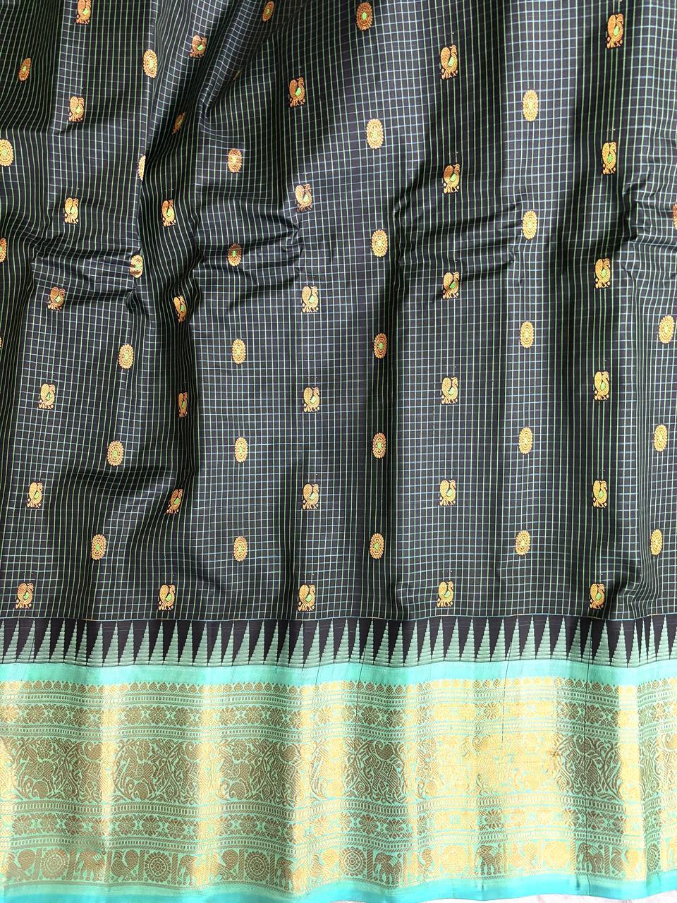 GADWAL SILK SARI BLACK - pochampallysarees.com