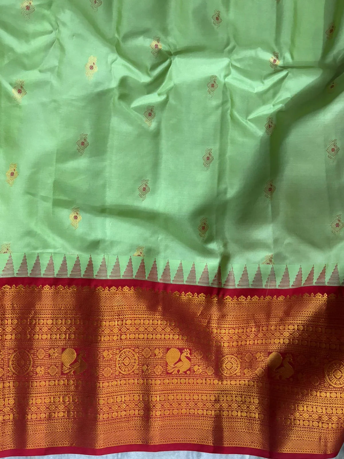 GADWAL SILK SARI Light Green - pochampallysarees.com