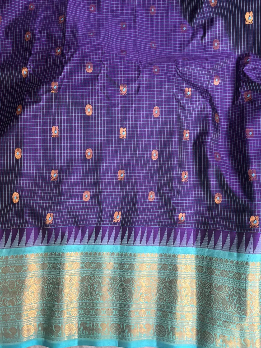 GADWAL SILK SARI NAVYBLUE - pochampallysarees.com