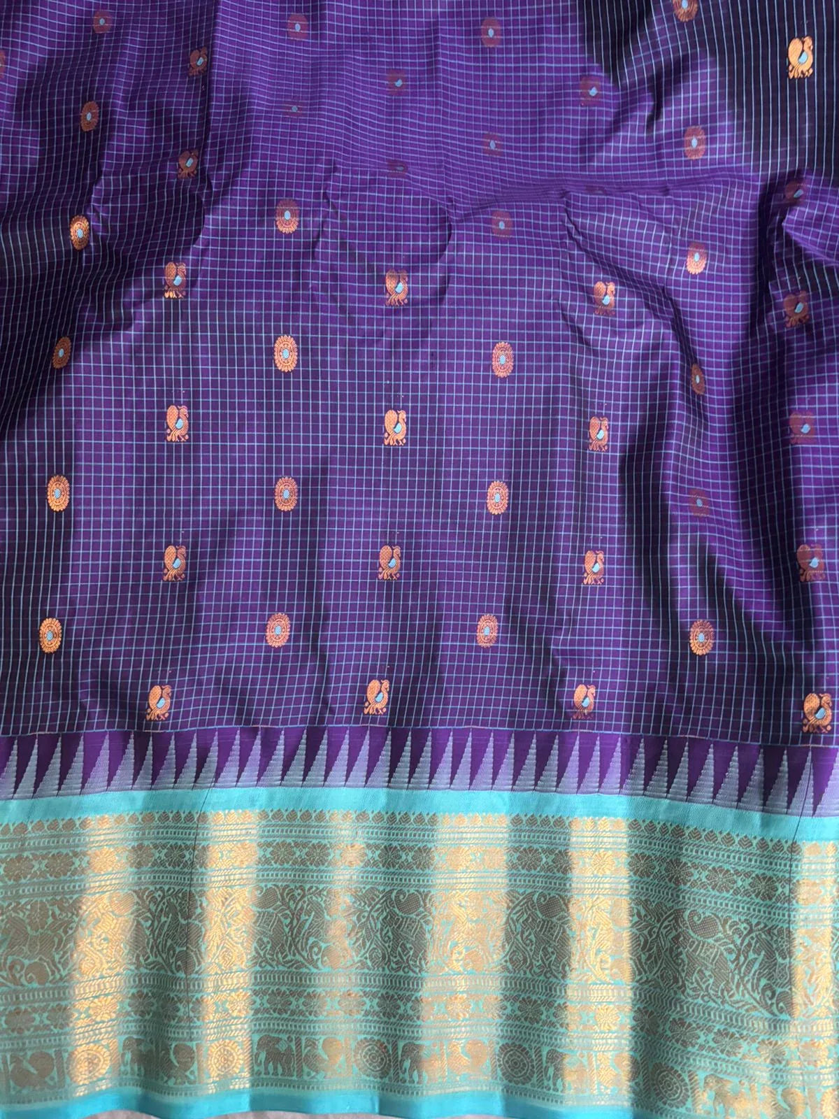 GADWAL SILK SARI NAVYBLUE - pochampallysarees.com