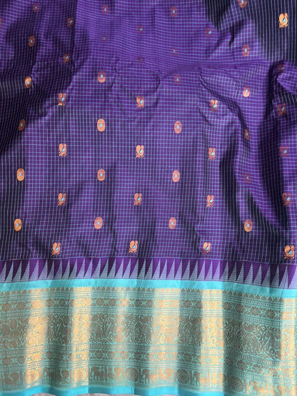 GADWAL SILK SARI NAVYBLUE - pochampallysarees.com