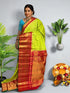 GADWAL SILK SARI PARROT GREEN - pochampallysarees.com
