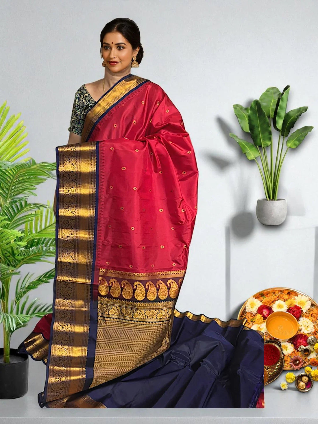 GADWAL SILK SARI RED - pochampallysarees.com
