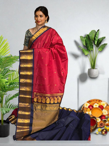 GADWAL SILK SARI RED - pochampallysarees.com