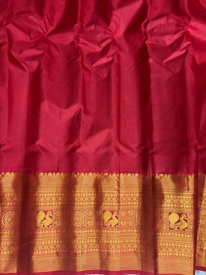 GADWAL SILK SARI WHITE - pochampallysarees.com