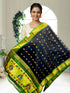 Handmade Gadwal Silk Paithani Dupatta in Navy Blue | Silk Mark Certified | Traditional Zari Border with Peacock Motifs - pochampallysarees.com