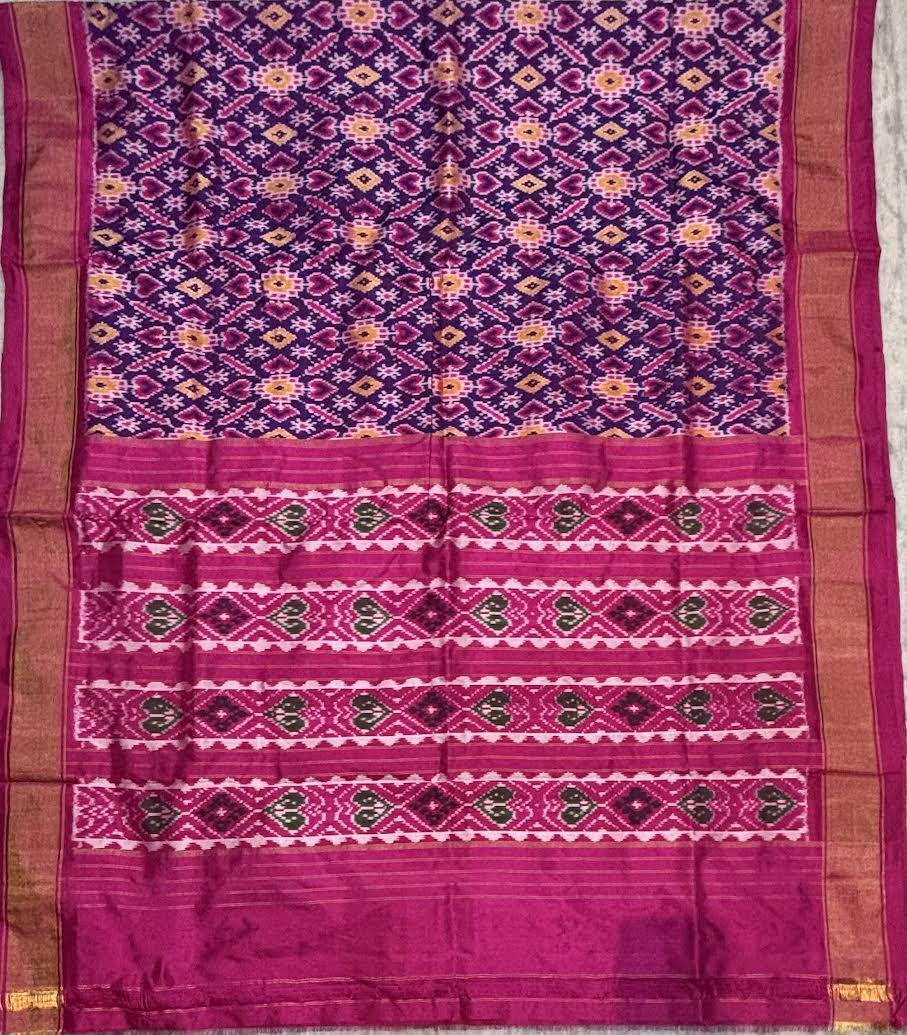 Royal Purple and Pink Ikkat Silk Patola Saree