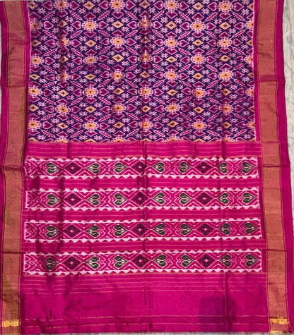 Royal Purple and Pink Ikkat Silk Patola Saree