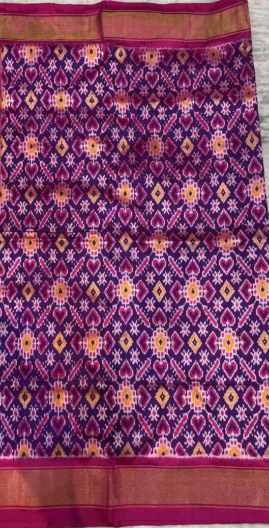 Royal Purple and Pink Ikkat Silk Patola Saree