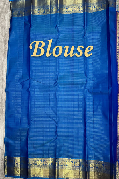 Kanchipuram Pattu Sarees | Pure Kanchi Silk Saree with Sky Blue Pallu - pochampallysarees.com