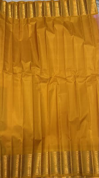 Handwoven Gadwal Silk Saree in Vibrant Pink with Rich Mustard Yellow Pallu