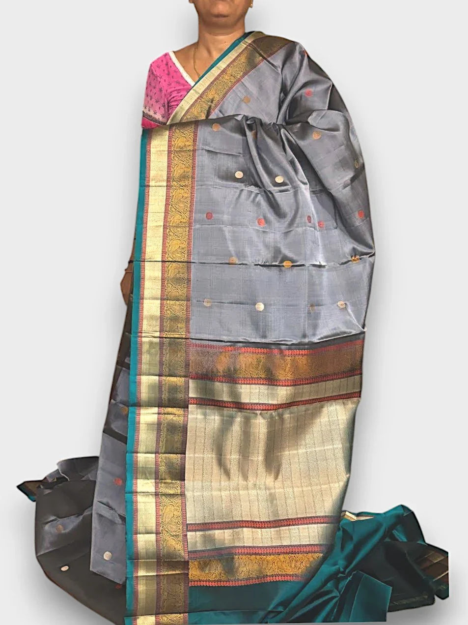 Gray Soft Silk Saree - pochampallysarees.com