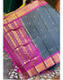 GRAY WITH PINK KANJEEVARAM PATTU DUPATTA - pochampallysarees.com