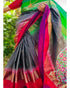 GRAY WITH PURPLE IKKAT SAREE - pochampallysarees.com