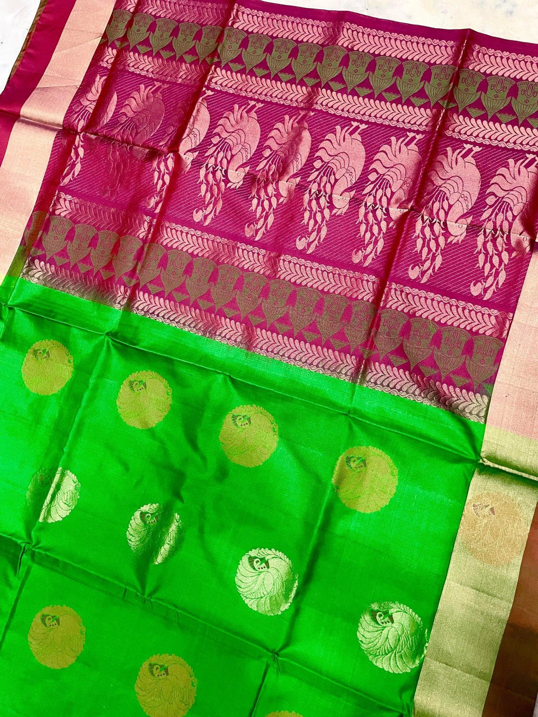 Green Kanchipuram Pure Silk Saree - pochampallysarees.com