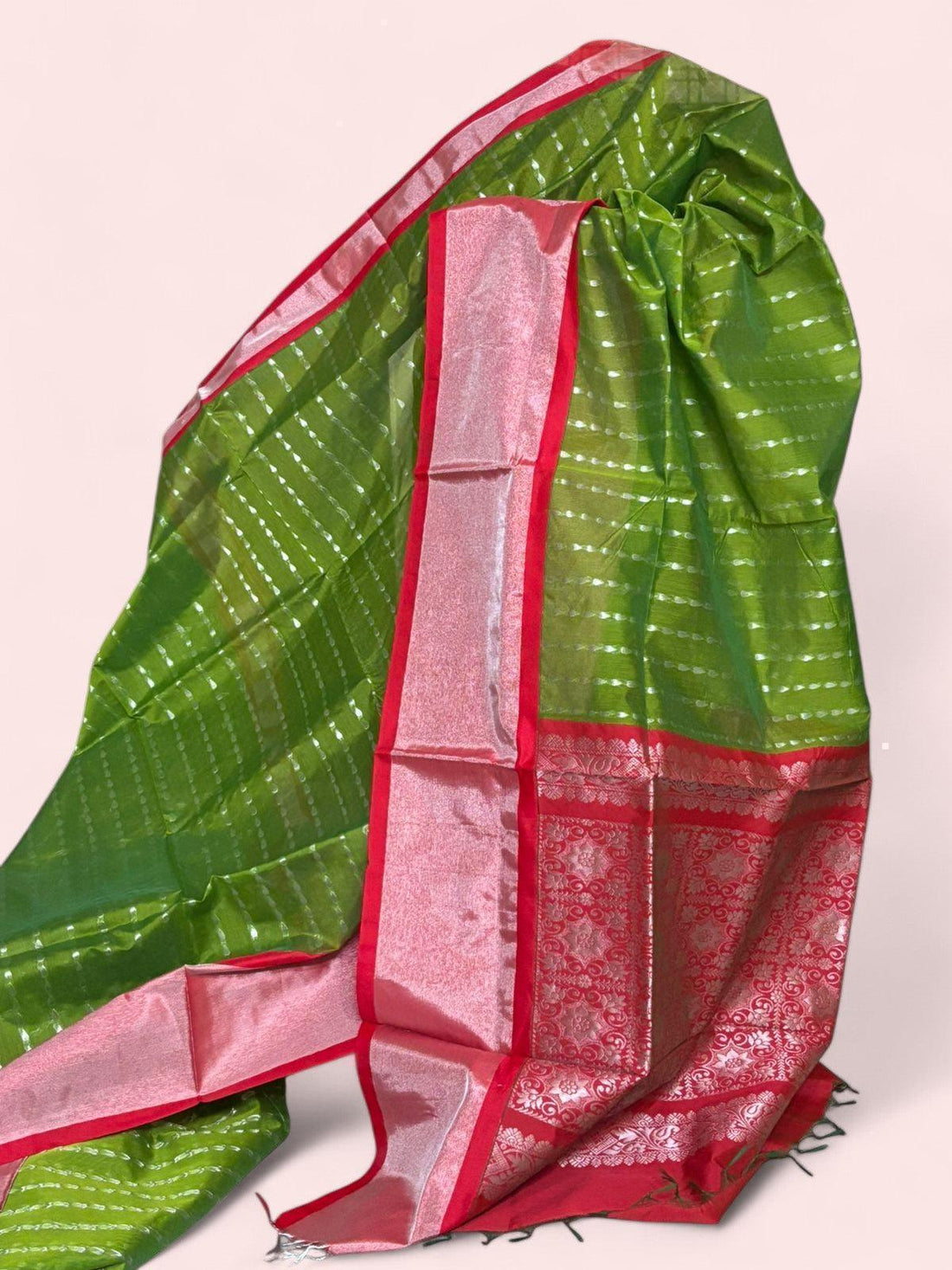 GREEN WITH PINK COLOR KANCHI KUPPADAM SILK COTTON SARi - pochampallysarees.com