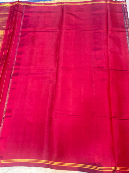 Maroon Real Ikkat Patola Silk Saree with Geometric Weave and Figural Border
