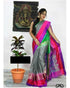 IKAT PATTU GRAY WITH PURPLE COLOR SAREE - pochampallysarees.com