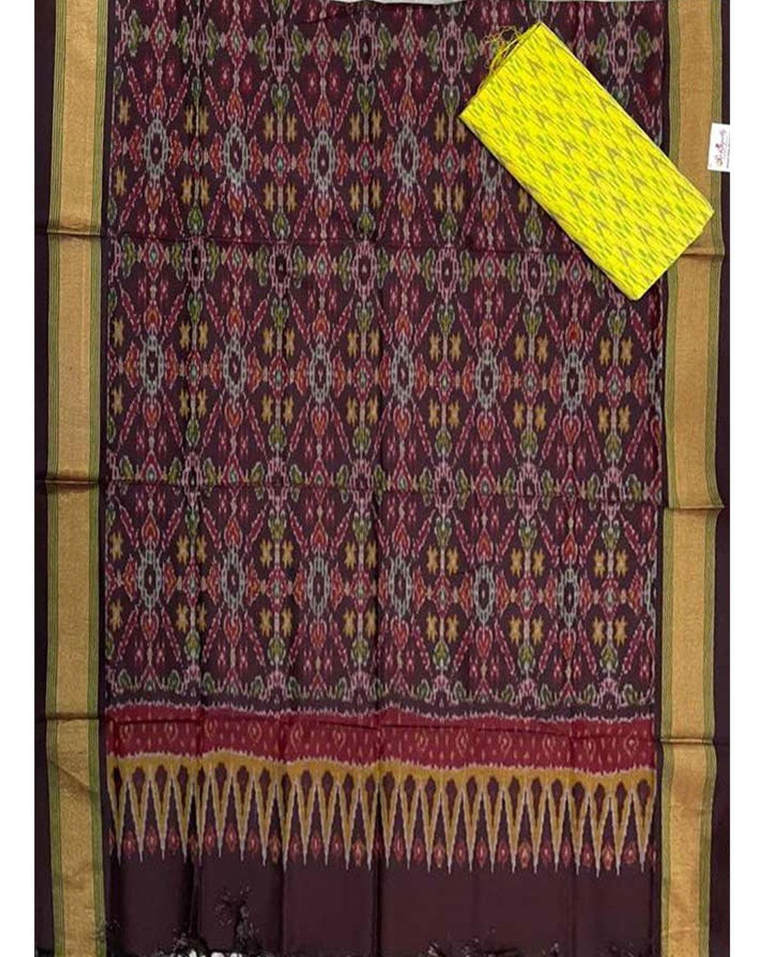 IKAT SICO BLACK WITH LEMON YELLOW COLOR DRESS MATERIAL-A3 - pochampallysarees.com