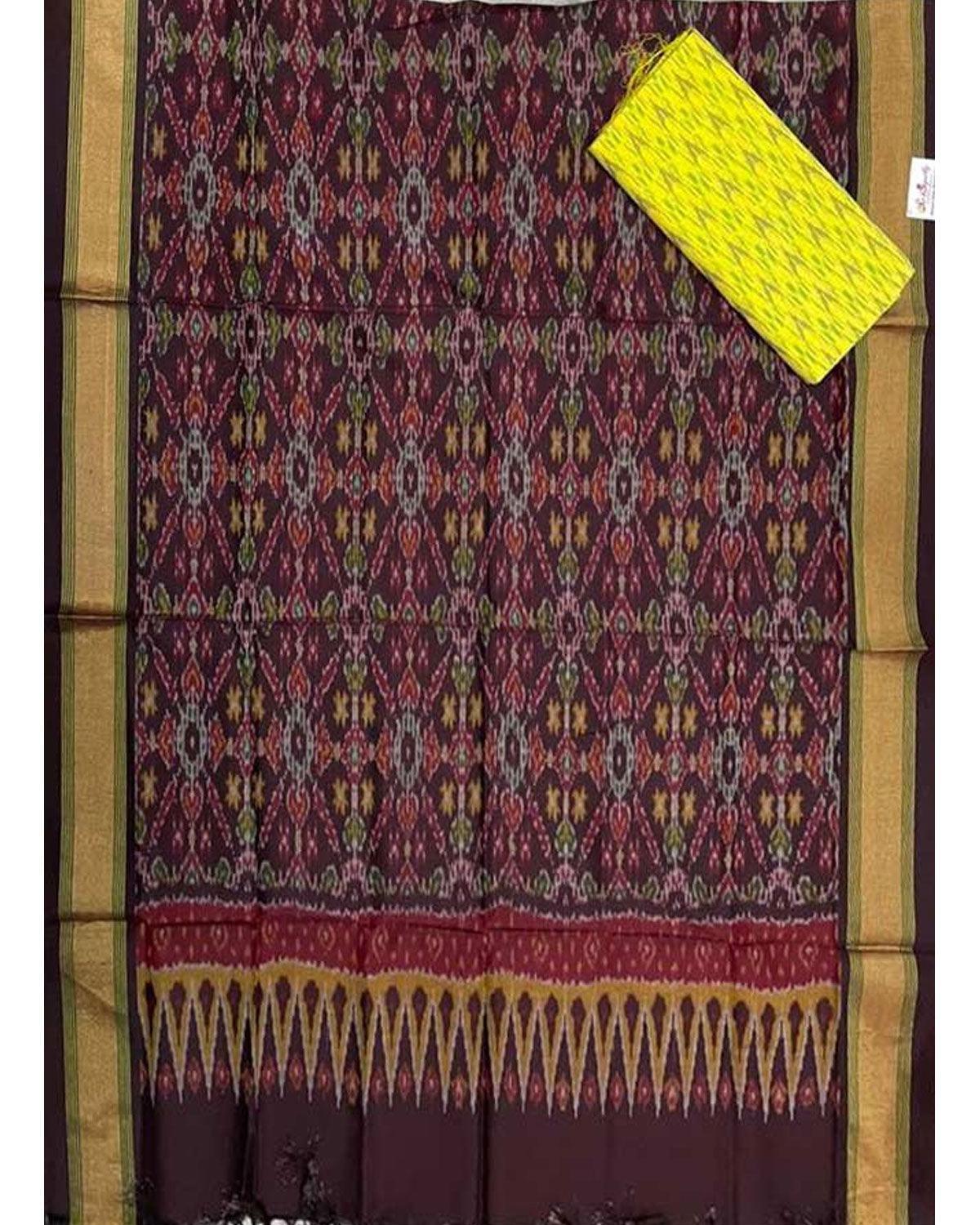 IKAT SICO BLACK WITH LEMON YELLOW COLOR DRESS MATERIAL-A3 - pochampallysarees.com